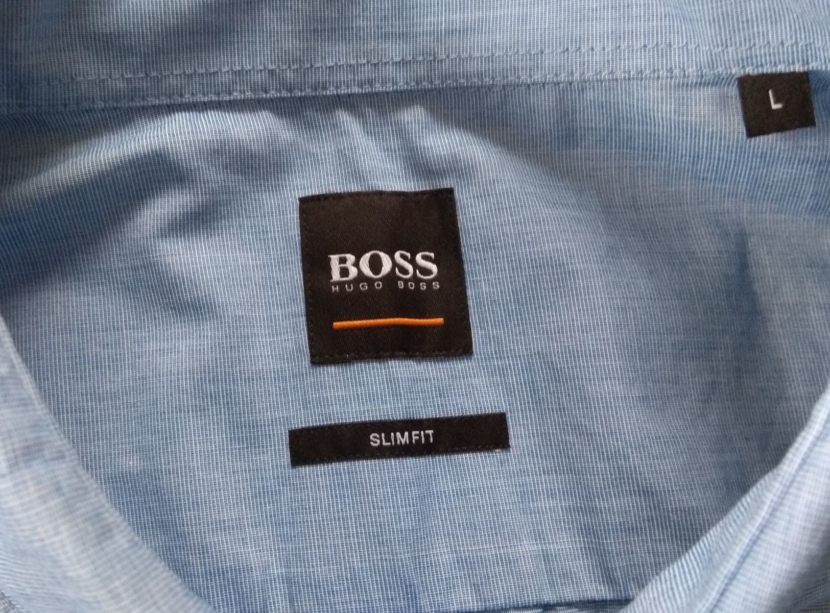 HUGO BOSS L рубашка slim fit ОРИГИНАЛ голубая