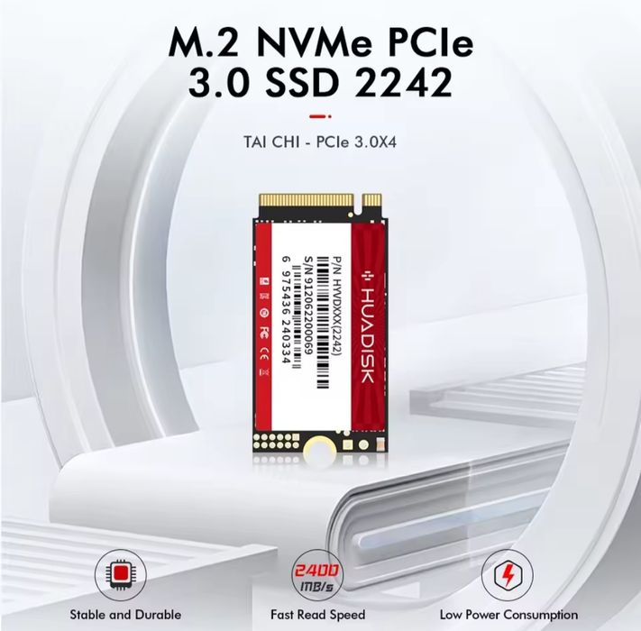 Новый. Твердотельный ssd накопитель nvme m2 Huadisk 128gb 2242 TLC