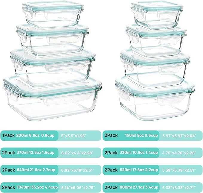 Szklane pojemniki na żywność z pokrywką do mikrofali/zmywarki 15szt316