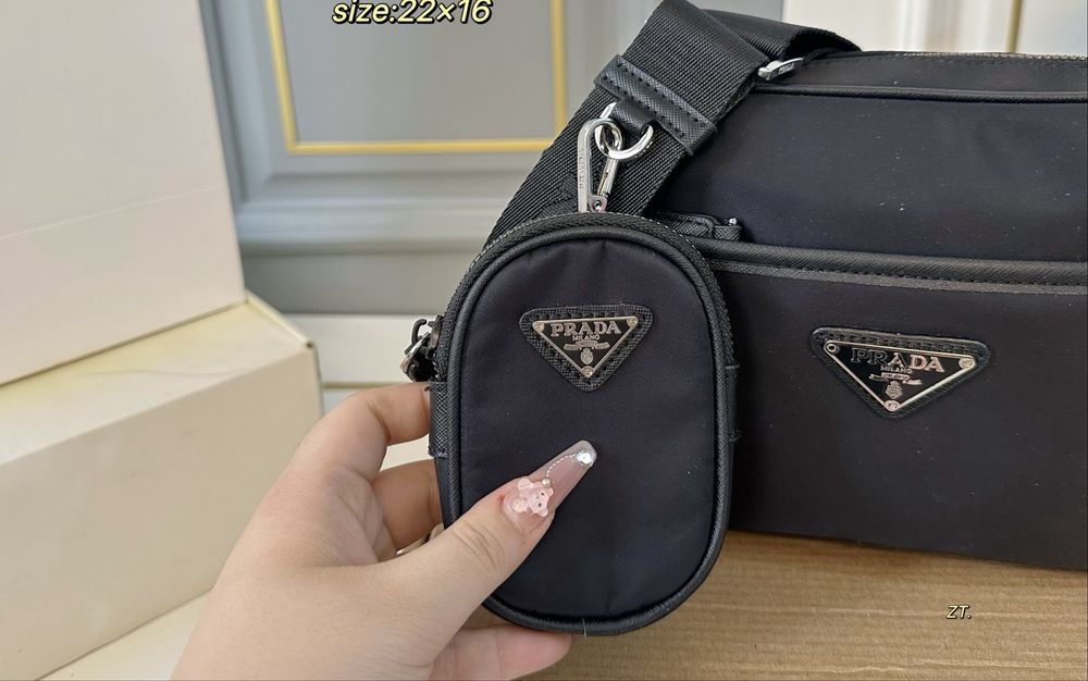 PRADA сумка мужская через плечо черная тканевая оригинал