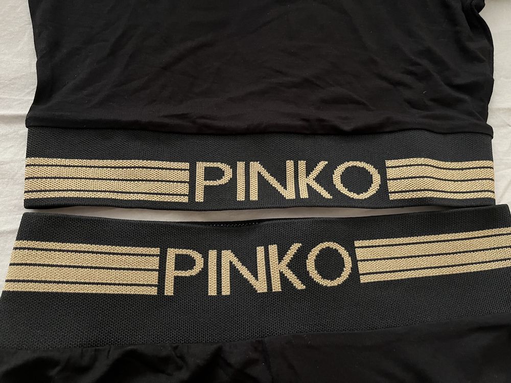 NOWY damski komplet na siłownie Pinko legginsy bluzka sportowa L 40