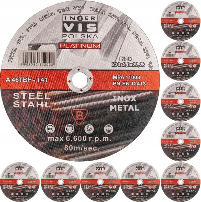 10 Szt Tarcza Tarcze Do Cięcia Metalu 230x2 Inox Mocne