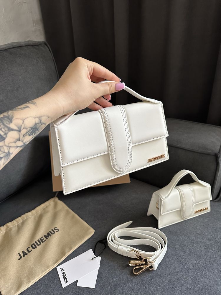 Шкіряна Сумка JACQUEMUS LE GRAND BAMBINO, жакмю, жакмюс білий