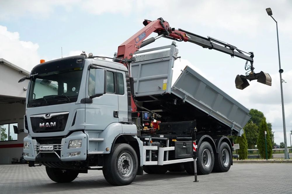 MAN TGS 33.360 / 6x4 / WYWROTKA + HDS HMF 1820 K-RC / wysów 10m / HYDROBURTA / CHWYTAK / NAVI / MANUAL / SPROWADZONY