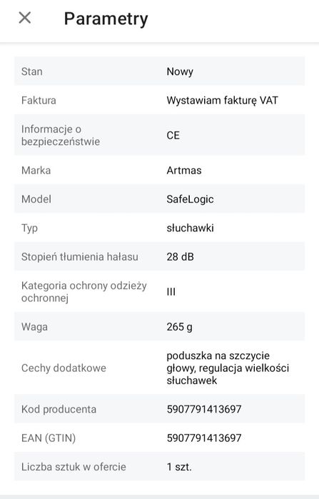 Nauszniki ochronne żółte BHP