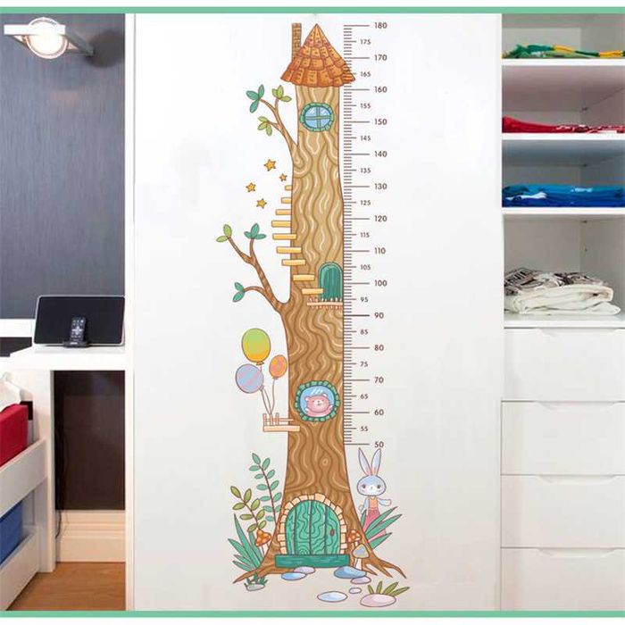 Naklejka  ścienna - miarka wzrostu, drzewo, motywy leśne