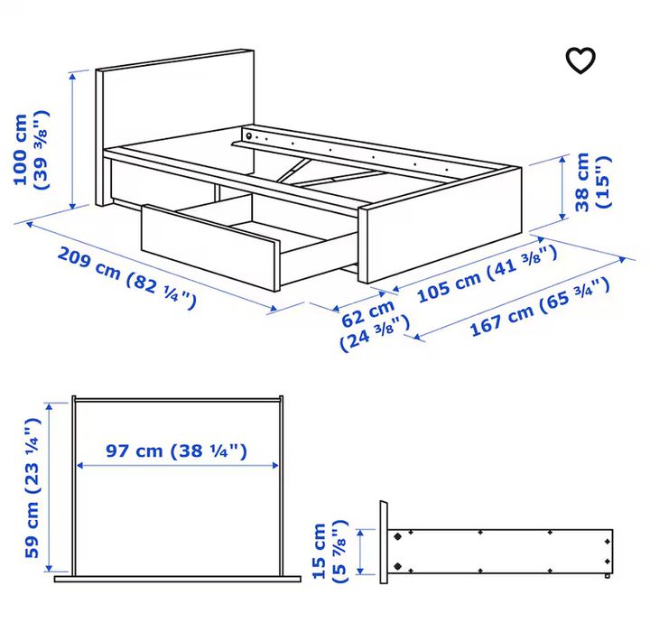 Cama + colchão IKEA / cama Malm + colchão Sultan