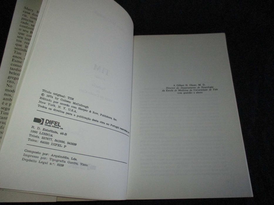 Livro Tim Colleen McCullough Difel