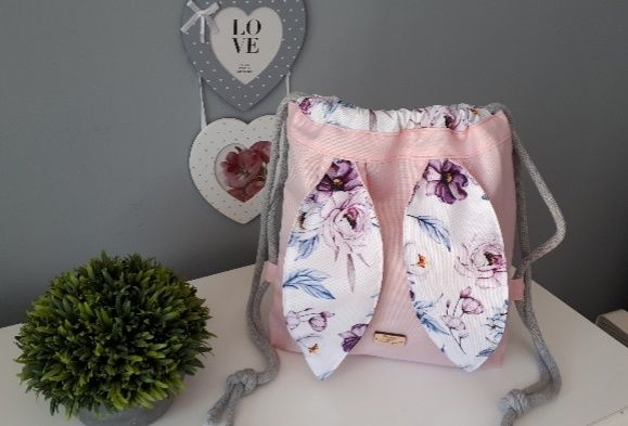 Workoplecak, worek, plecak dla przedszkolaka krolicze uszy Handmade