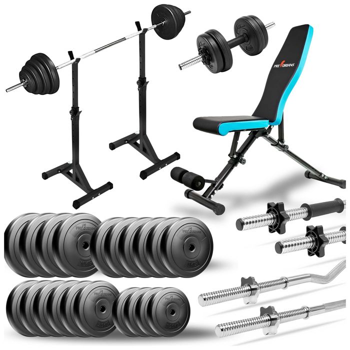 Zestaw do ćwiczeń 128kg ławeczka treningowa zestaw gryfów obciążniki