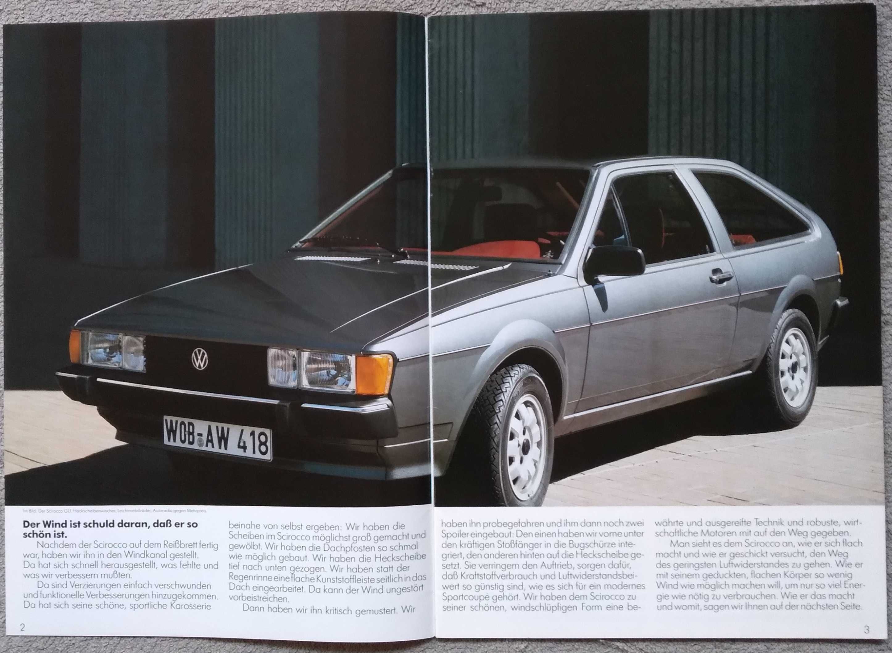 Prospekt Volkswagen Scirocco rok 1982