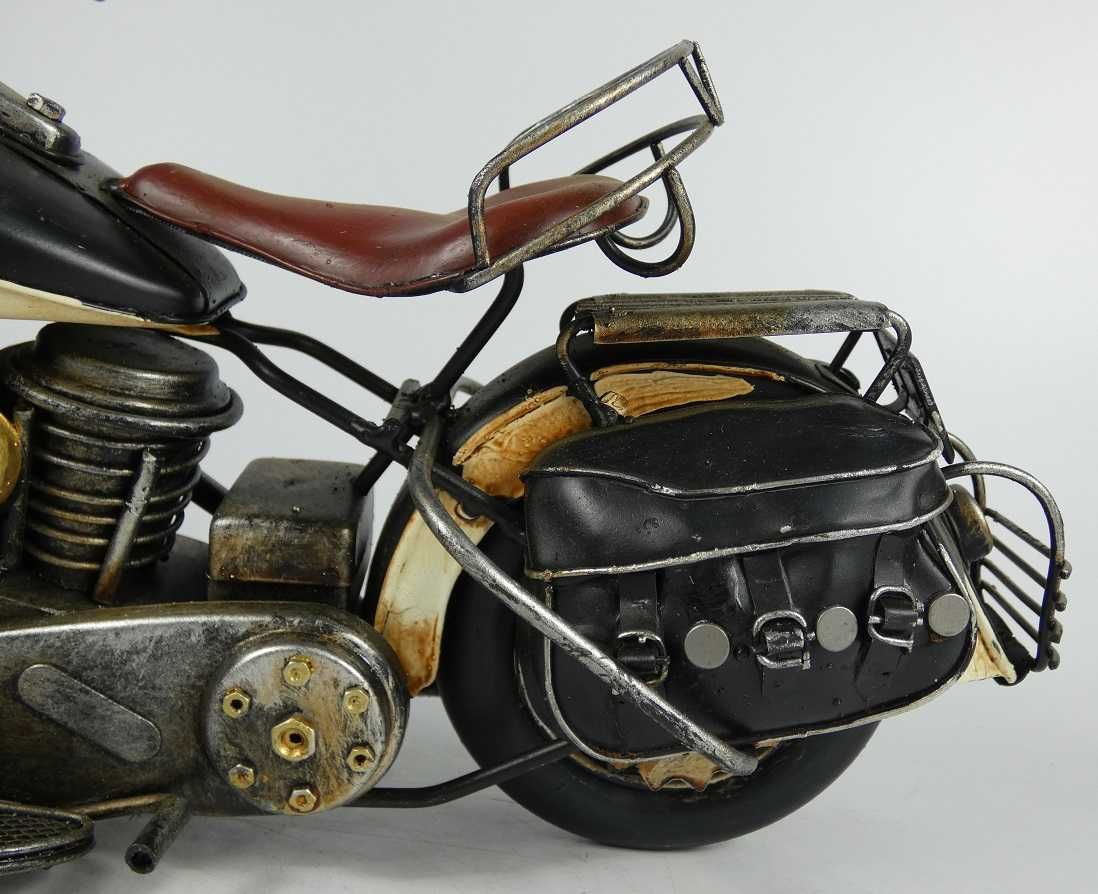 Metalowy czarny MOTOR retro pojazd 34 cm motocykl
