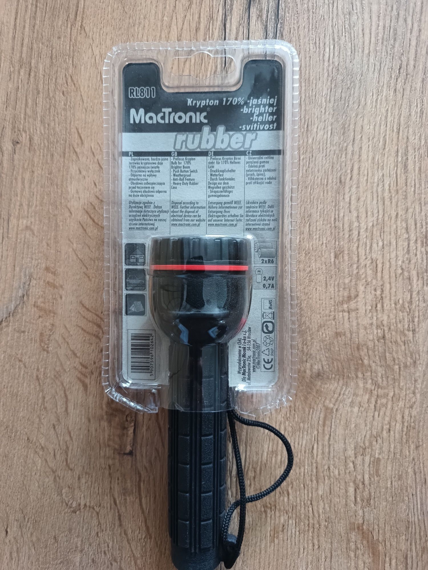Latarka Mactronic rubber gumowa oprawa odporna na wilgoć