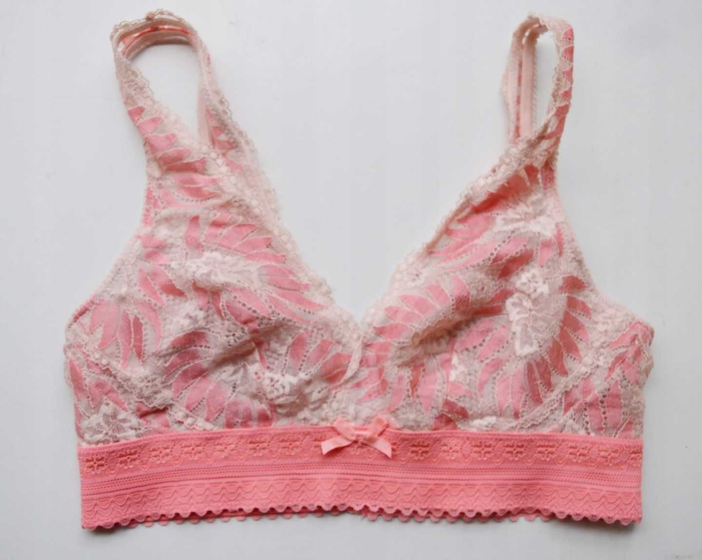 Stanik Koronkowy Bralette Różowy M 38 Sexy Koronka