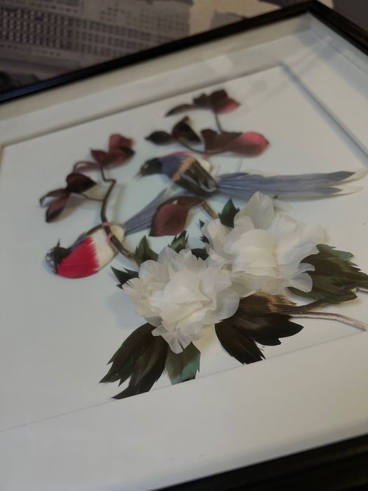 Картина из натуральных перьев винтаж