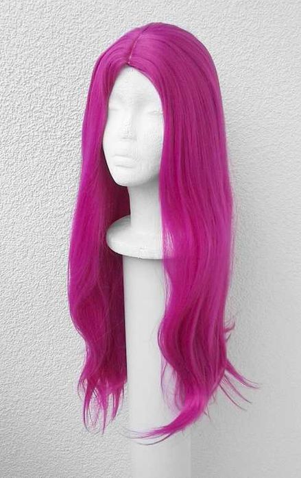 Różowa magenta peruka z przedziałkiem bez grzywki różowy cosplay wig