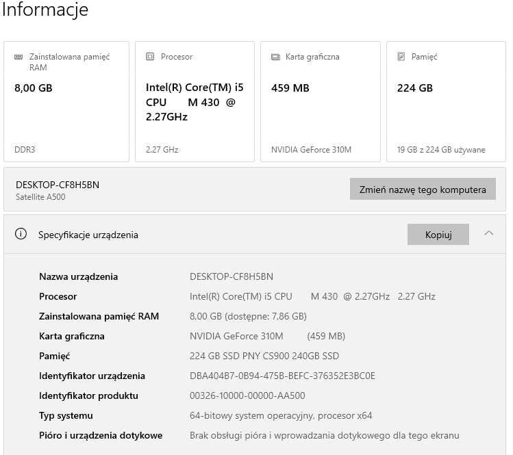 Laptop Toshiba Sa
