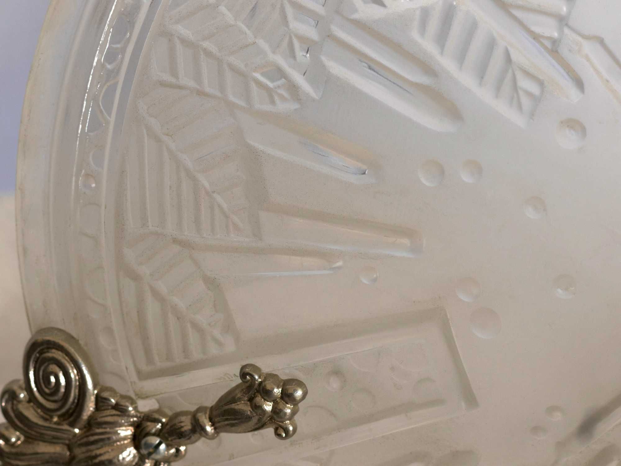Lustre Muller Fréres vidro niquelado | Art Deco