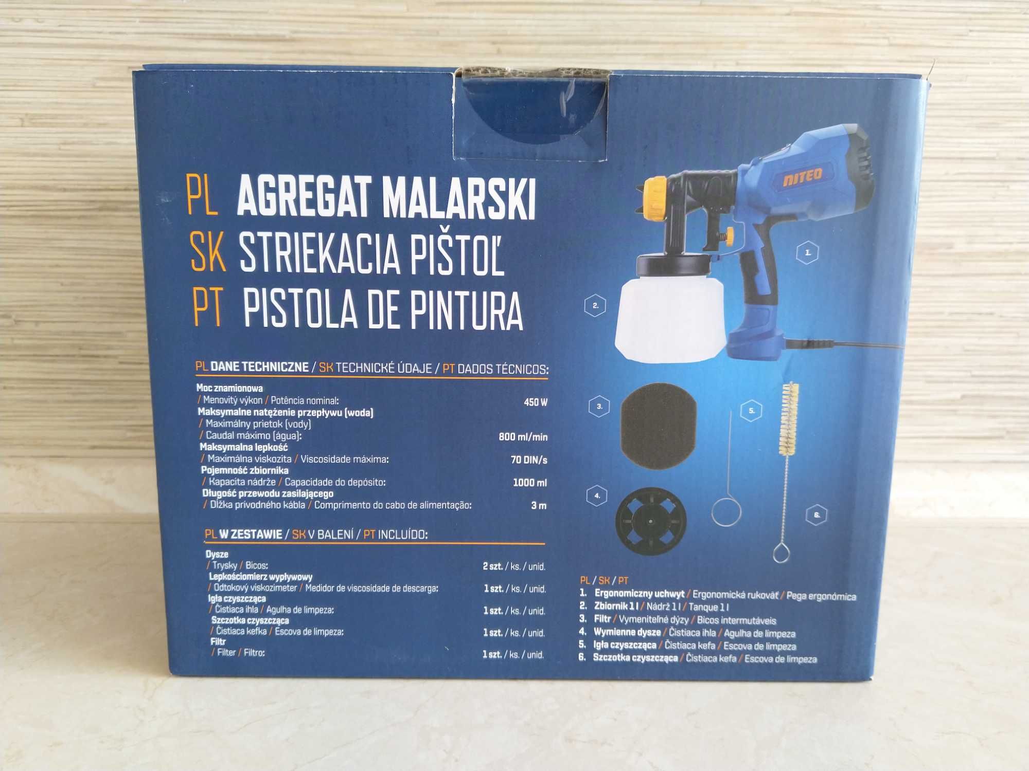 Agregat Malarski Pistolet Do Malowania 450W + Akcesoria NITEO