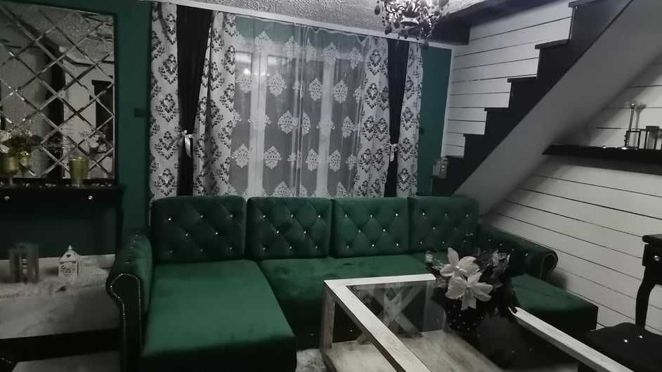 RATY DUŻY narożnik w kształcie U rozkładany GLAMOUR chesterfield sofa