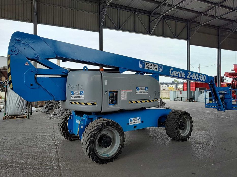 Wynajem podnośników przegubowych oraz teleskopowych od 16 m do 43 m.