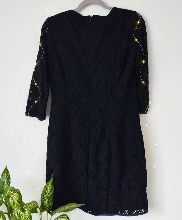 Sukienka Massimo Dutti czarna koronkowa mini 42 XL