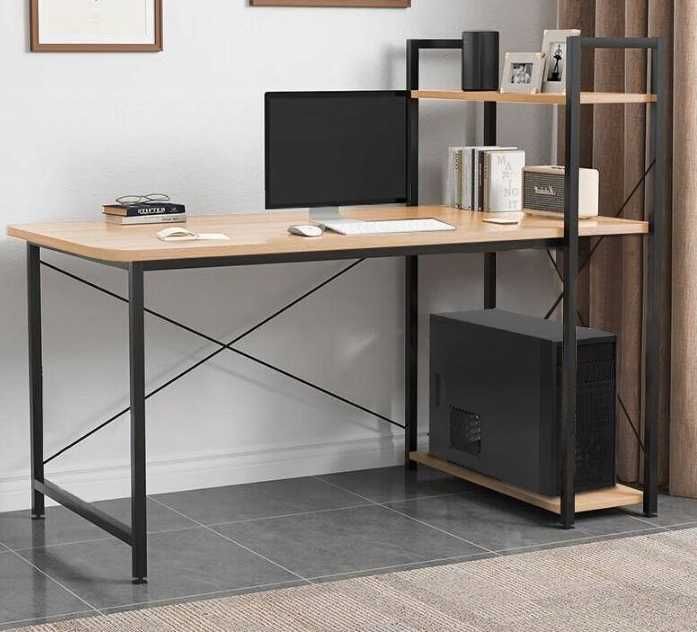 Nowe Biurko Komputerowe Loft Regał Gamingowe 71x54x120cm Dąb do Pokoju