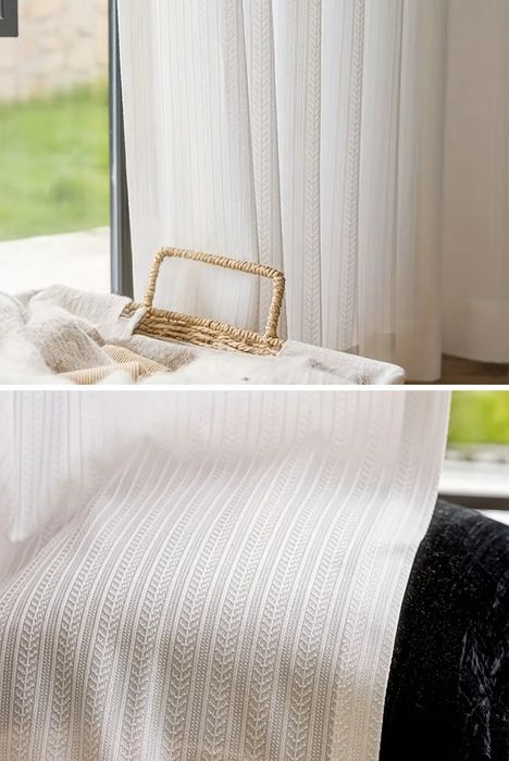 Dwie firany, z haczykami,panele,białe nowe(jodełka)