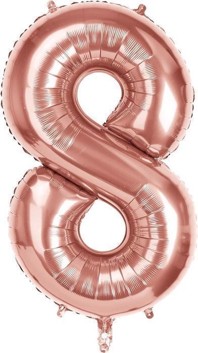 Zestaw 8 Urodziny Baner Balon Osiem lat Różowy
