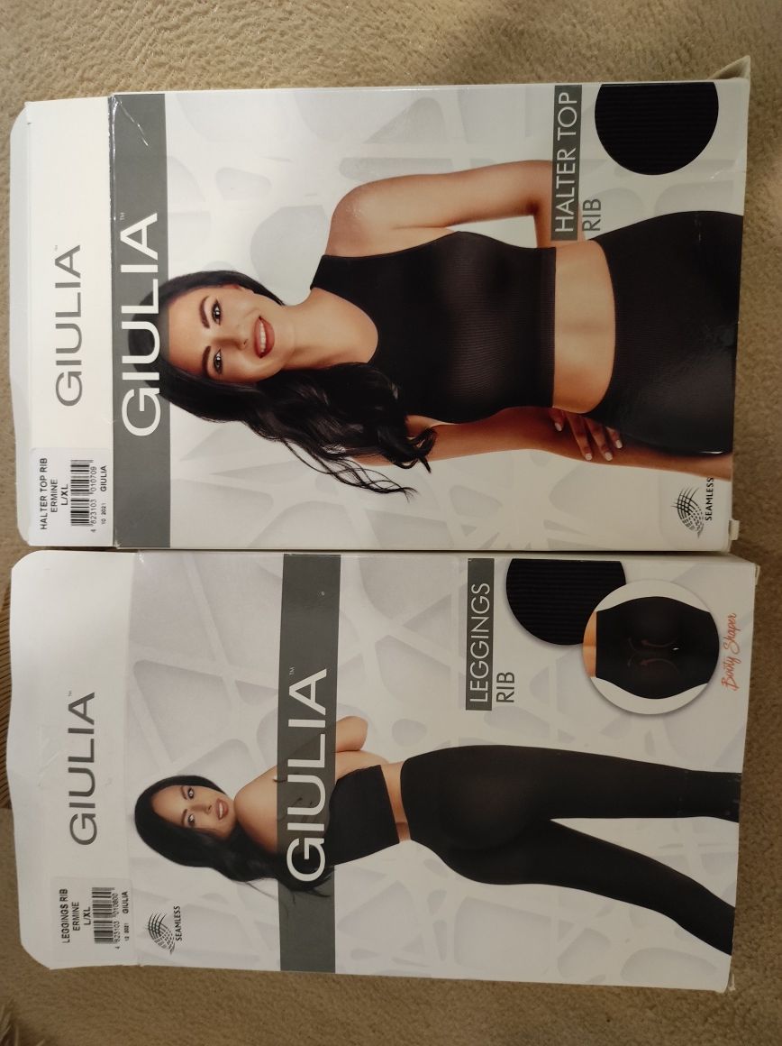 Спортивный бесшовный топ и леггинсы из микрофибры Giulia