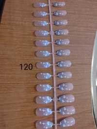 Nowe tipsy na patyku 120 zestaw tipsów sztuczne paznokcie z połyskiem
