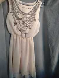 Шифоновое платье пудрового цвета 12-13 лет