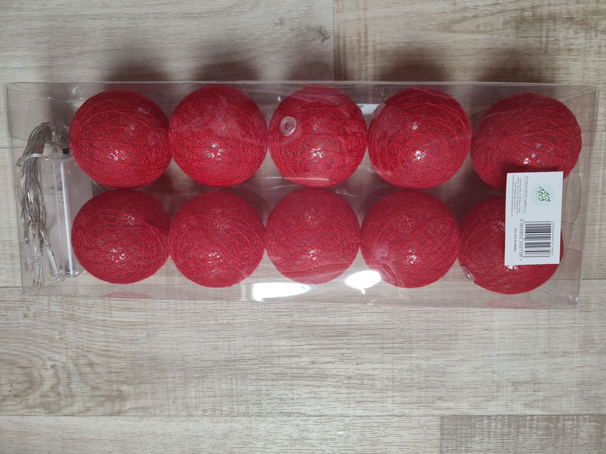 Lampki cottonballs czerwone 10 sztuk NOWE