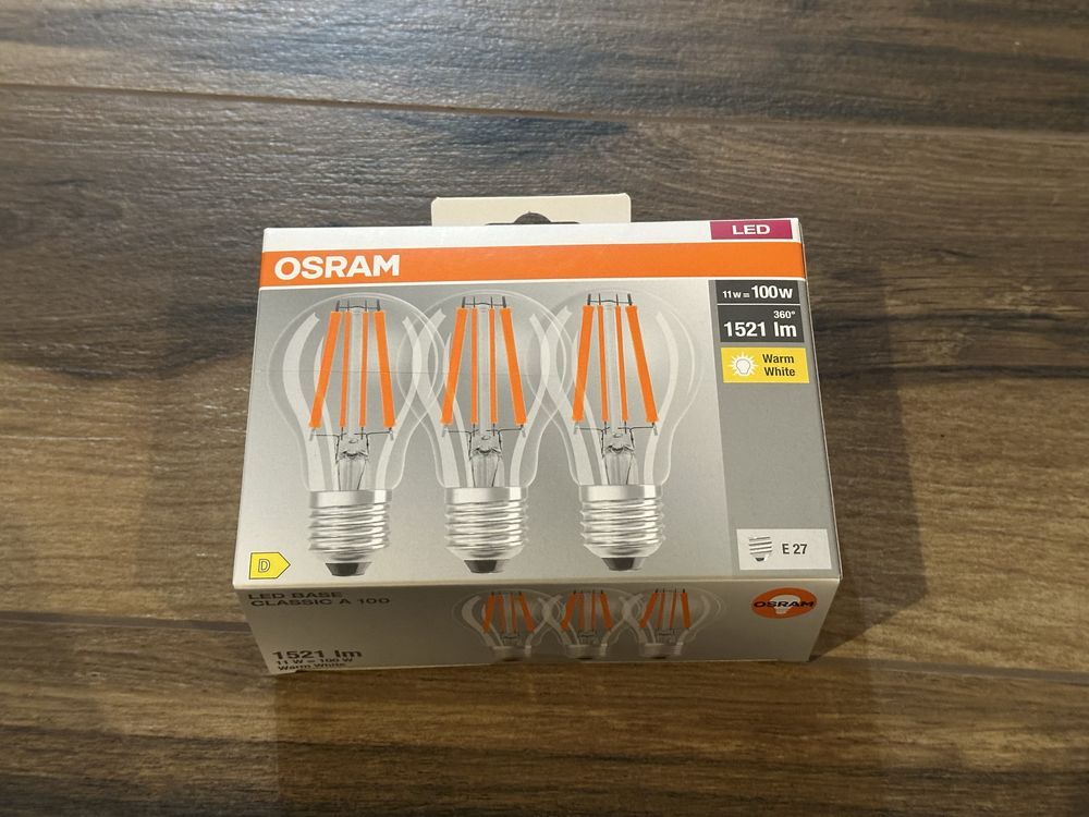 Żarowki 3szt. Osram LED 11W = 100W filament Edison NOWE ciepła żarówka