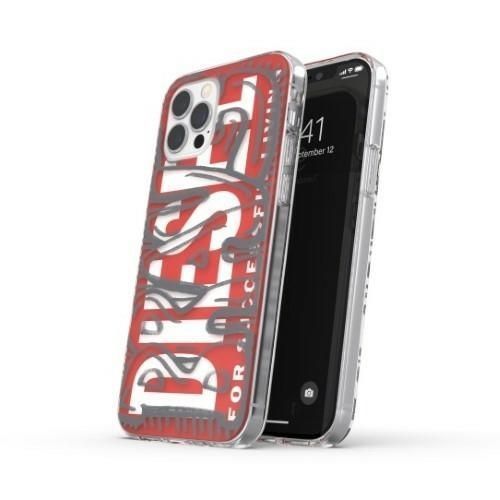 Etui Diesel Snap Case Clear Aop do iPhone 12/12 Pro - Czerwono-Szary