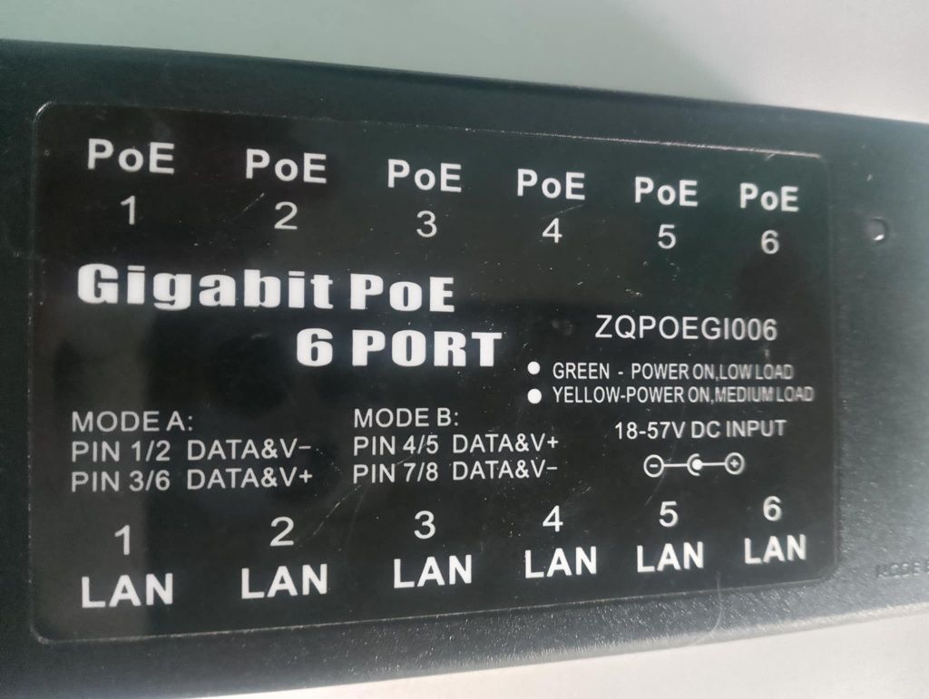 Gigabit zasilacz PoE injector 6x RJ45