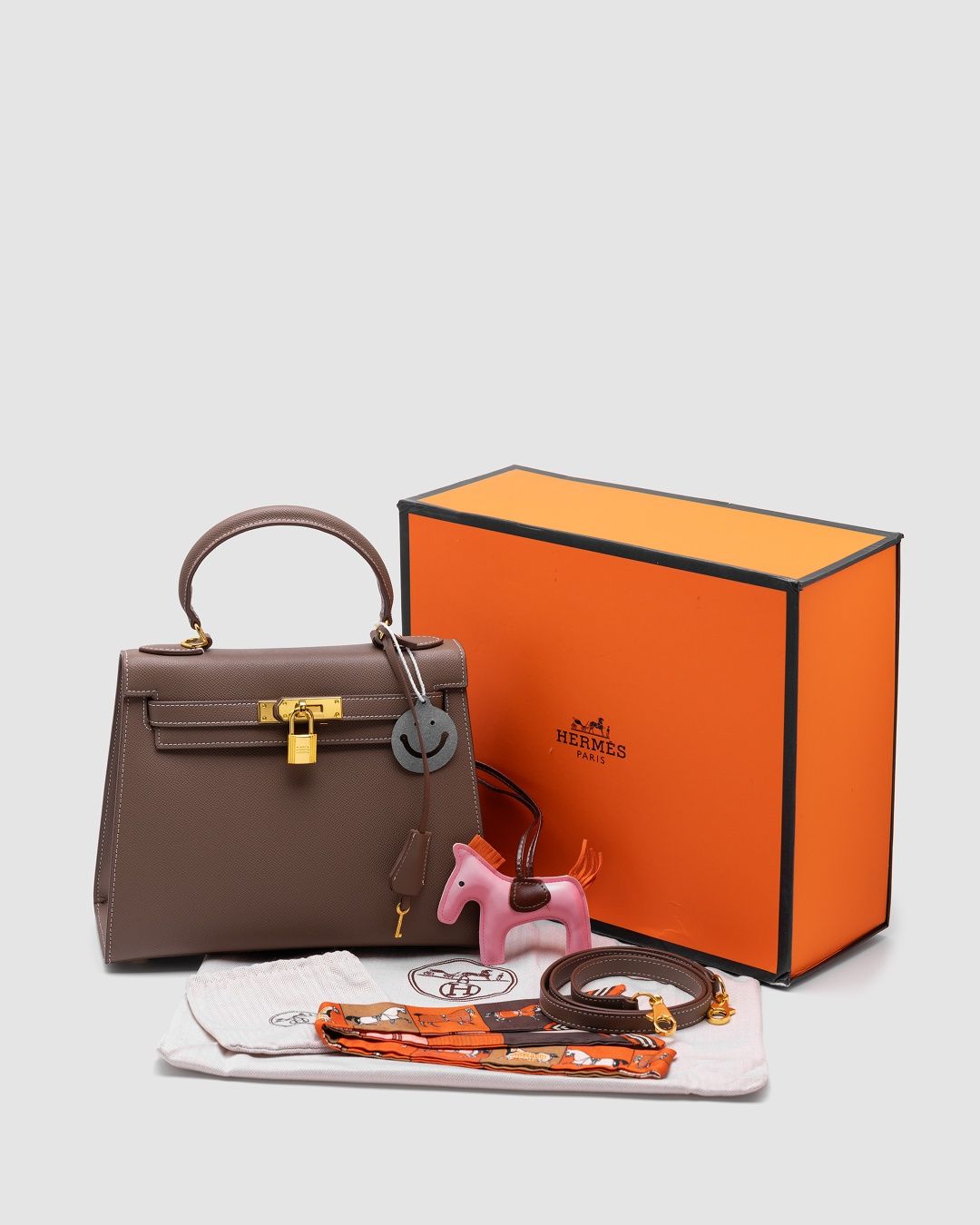 Сумка жіноча Hermes Kelly 25 Grey/Gold