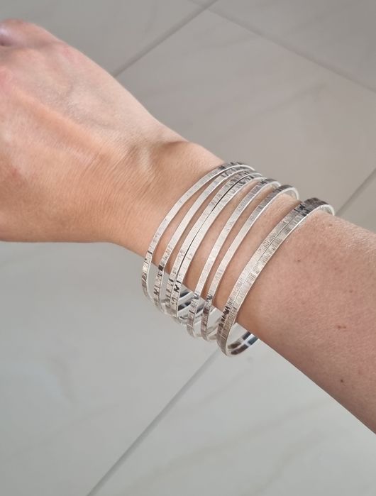 4 srebrne obręcze bransoletka 925