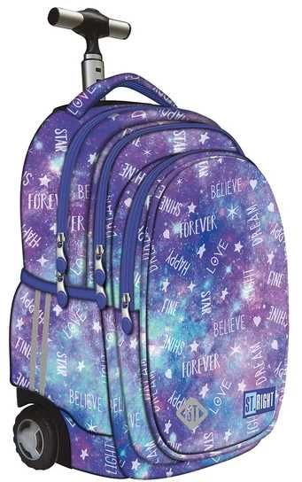 Plecak szkolny na kółkach, Kosmos, fioletowy, St.Right