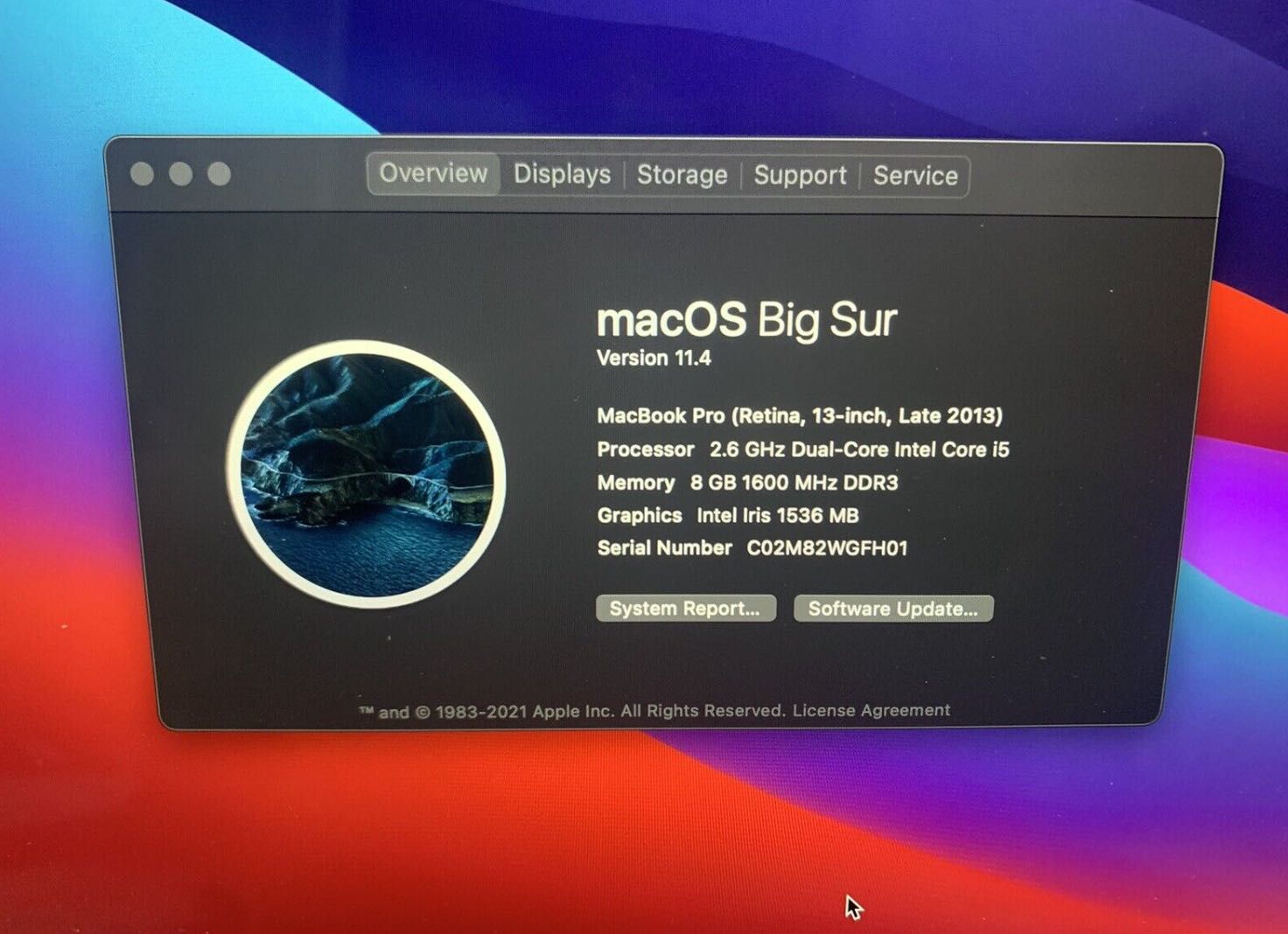 MacBook Pro 13 Retina 2,6GHz BigSur 8/512 24-цикла