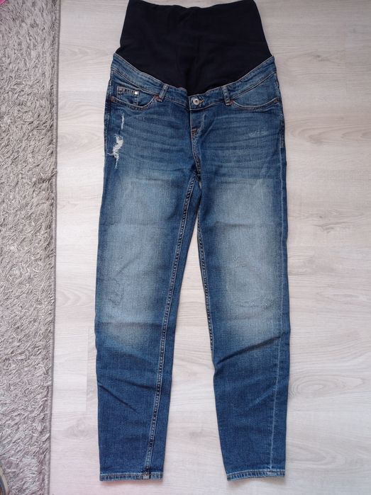H&M Mama spodnie jeansy ciążowe boyfriend high rib 38 M 40 L