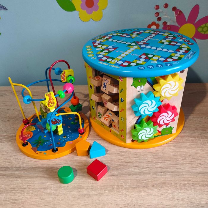 Drewniana Duża Kostka Edukacyjna 8w1 Sorter Wieża