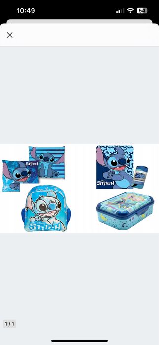Zestaw Lilo i Stitch Śniadaniówka Poduszka Plecak Koc