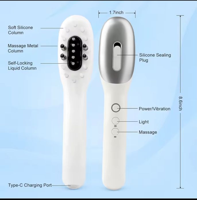 Електричний масажний гребінець з вібрацією та EMS проти випадання