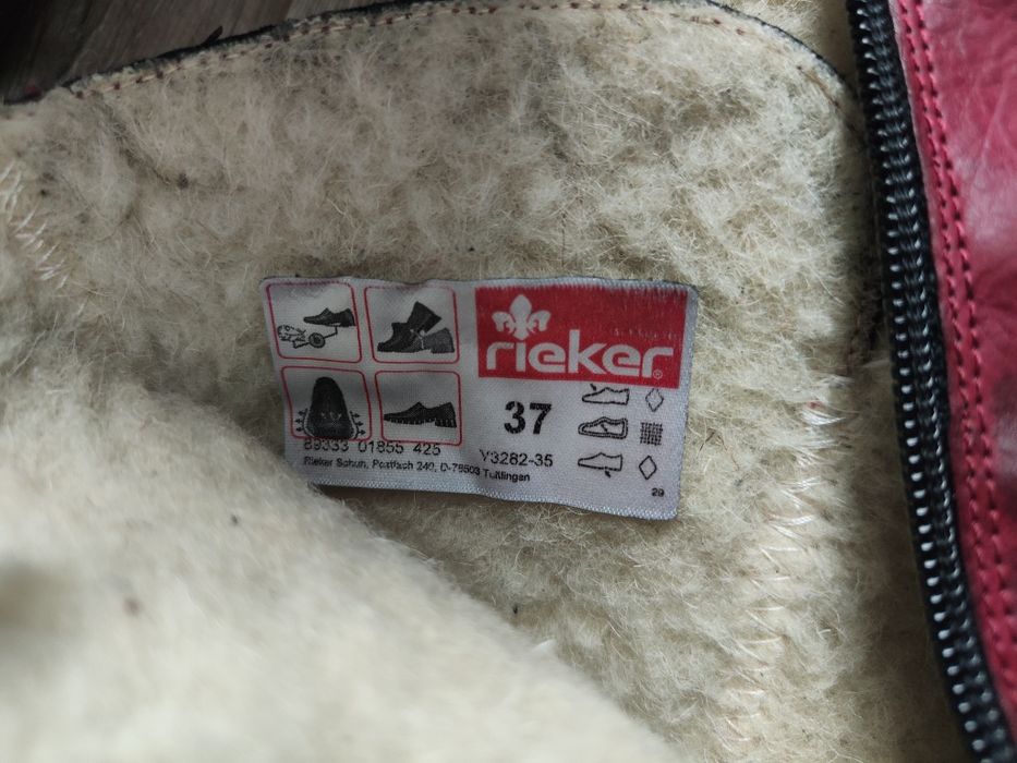 Botki Rieker rozmiar 37 bordowy