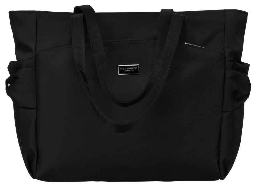 czarny shopper bag torebka mieszcząca a4 - peterson