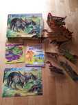 Dinozaury-puzzle, wycinanki, modele 3D kreatywne dziecko