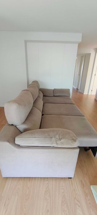 Sofá Chaise Long c Cama Prince (290x140cm) Chaise Cor: Dymar 18 (Bege)