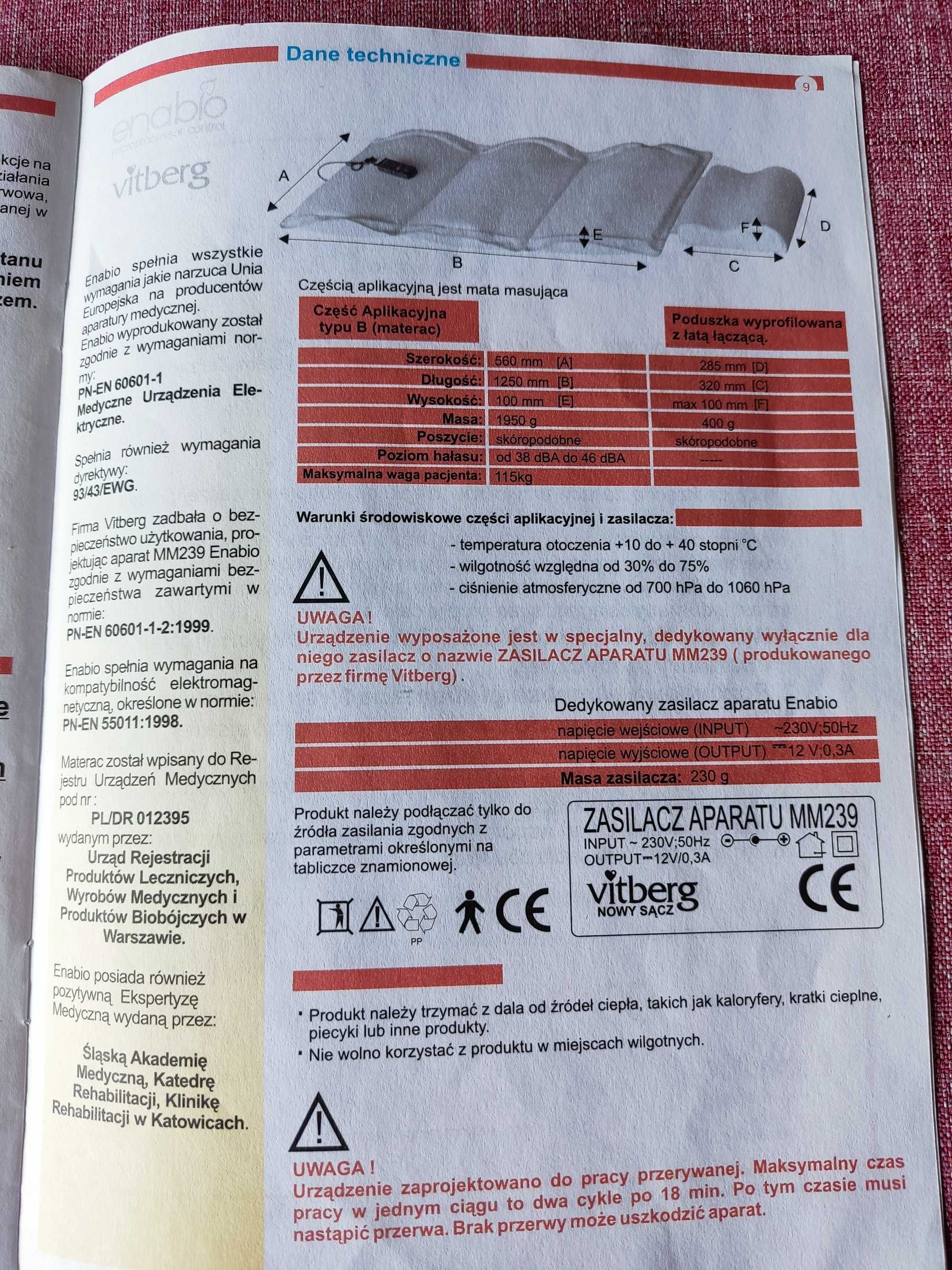 Materac do masażu ENABIO --Używany stan b.dobry