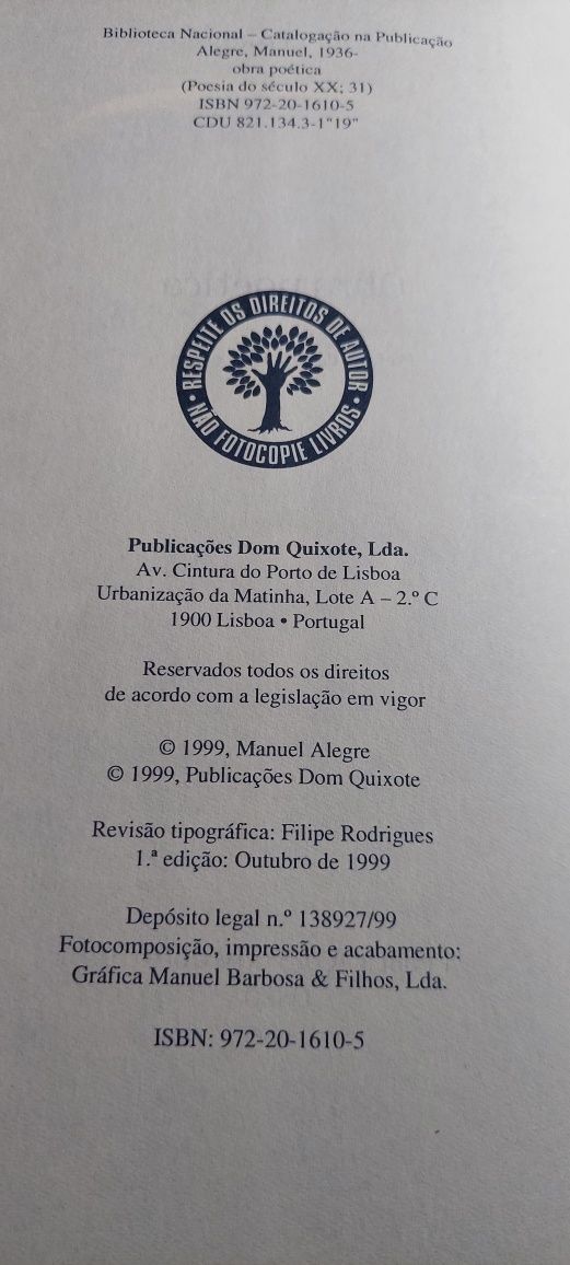 Obra Poética - Manuel Alegre (1ª edição)